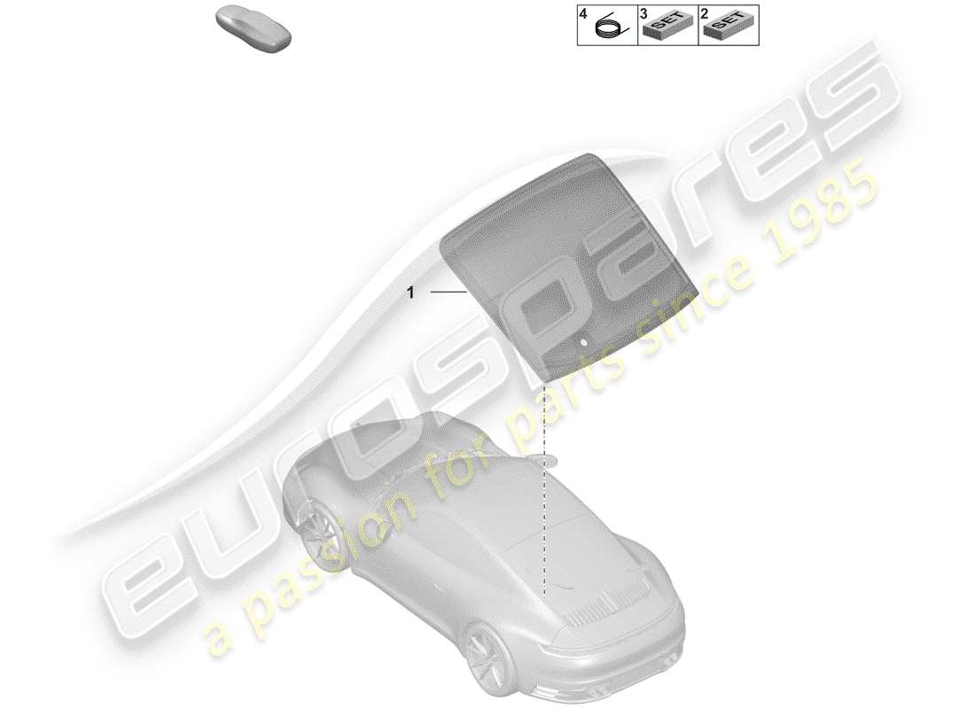 porsche 2019 (992-1) vetro del lunotto posteriore diagramma delle parti