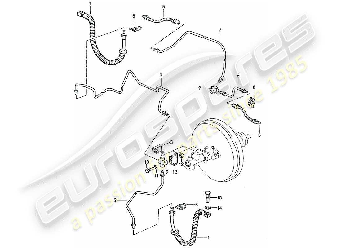porsche 1990 (928) linee dei freni diagramma delle parti