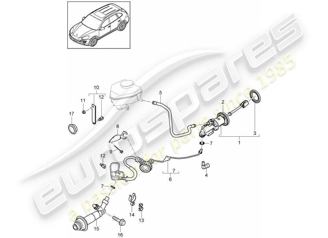 porsche 2016 (cayenne e2 92a) frizione idraulica diagramma delle parti