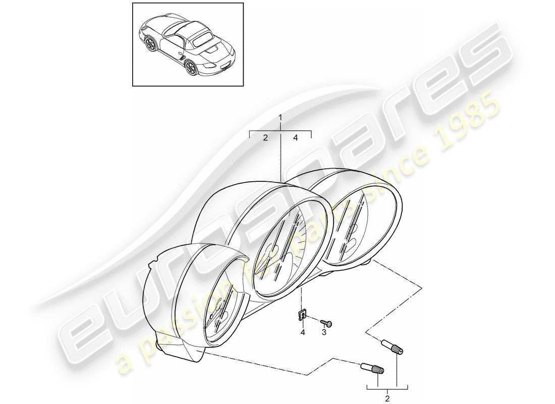porsche 2012 (987 boxster) diagramma delle parti degli strumenti