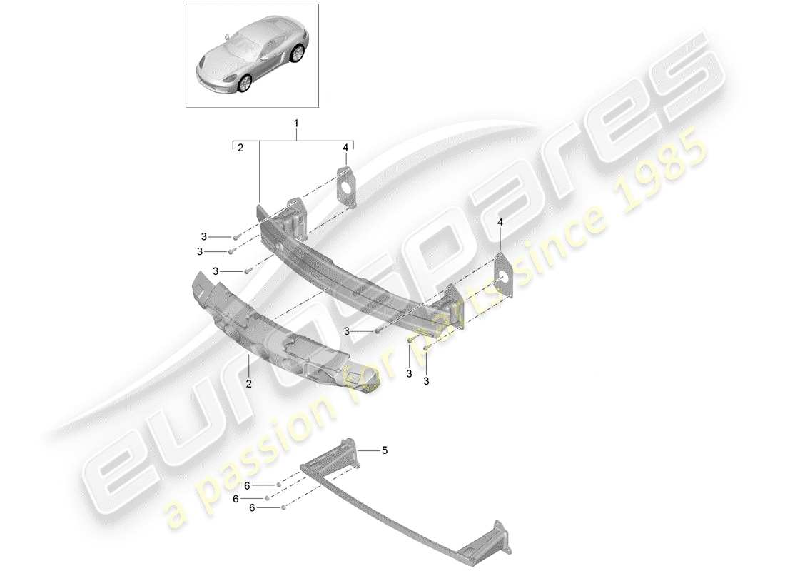 porsche 2017 (718 cayman) staffa paraurti schema delle parti