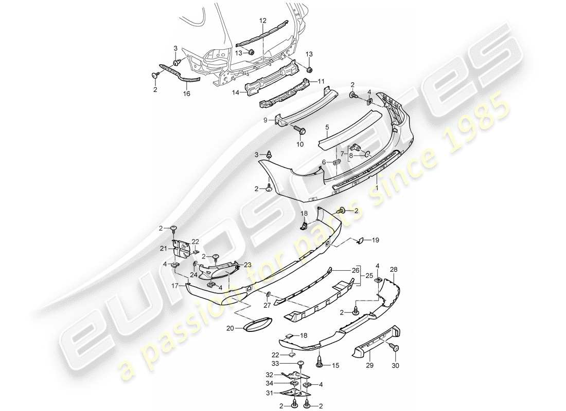 porsche 2010 (cayenne e1 9pa) liner diagramma delle parti
