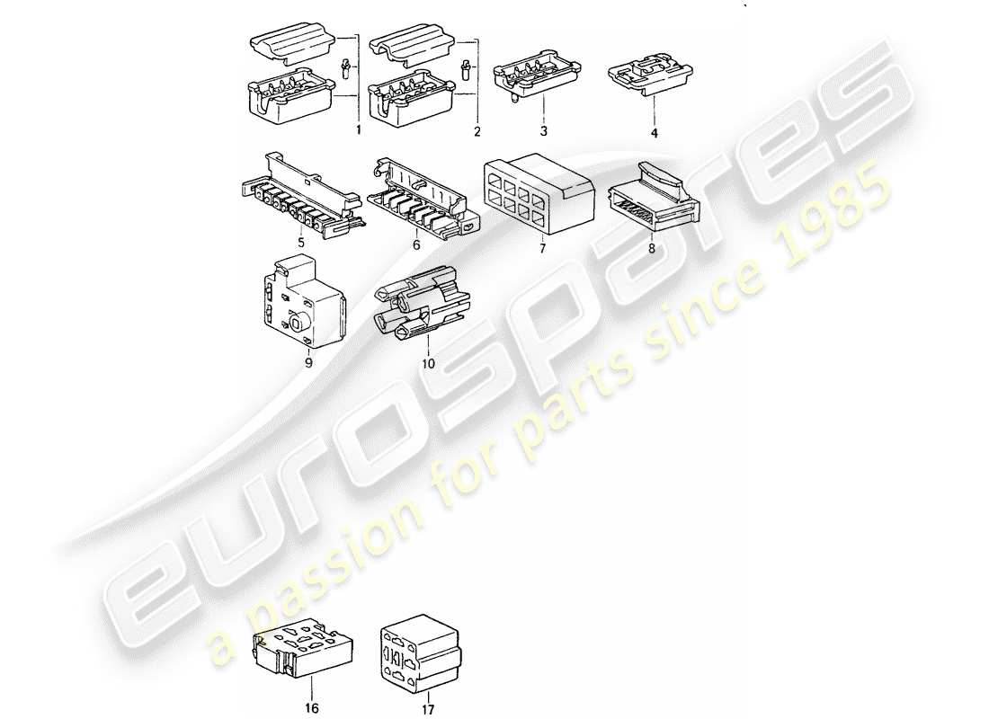 porsche 1989 (964) alloggiamento del connettore - 8-pole - 9-pole diagramma delle parti