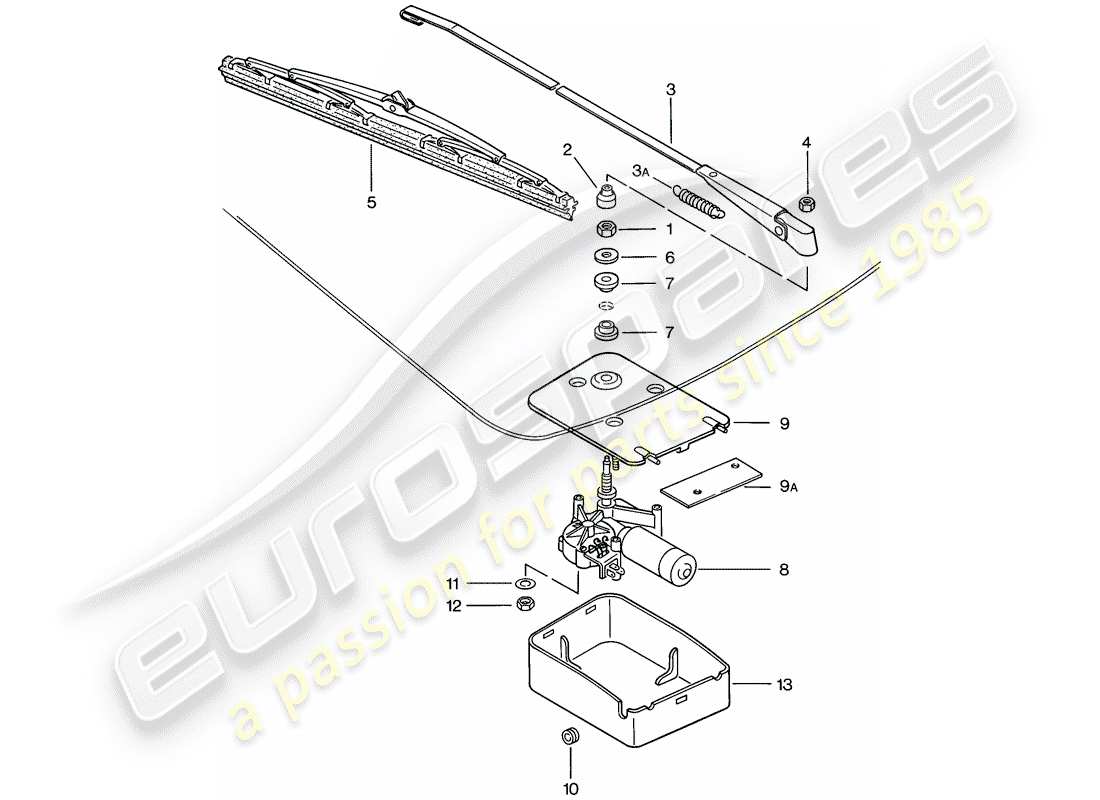 porsche 1976 (924) tergicristallo posteriore diagramma delle parti