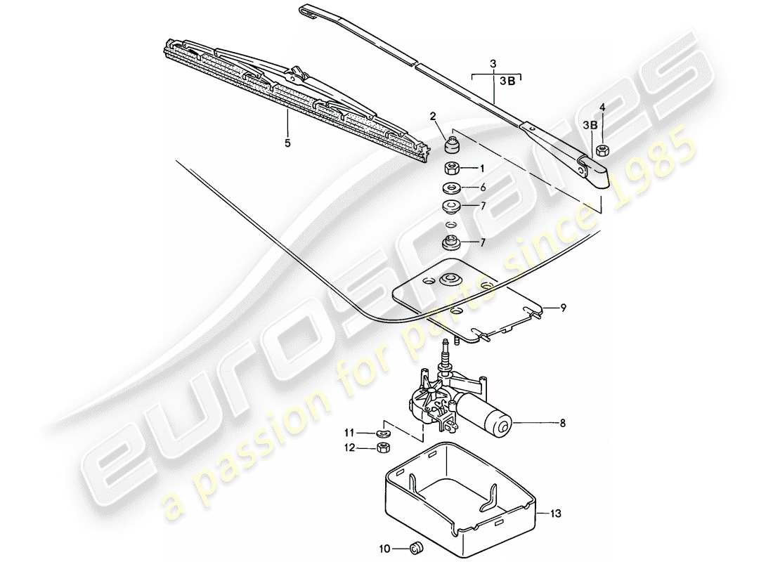 porsche 1986 (944) tergicristallo posteriore diagramma delle parti