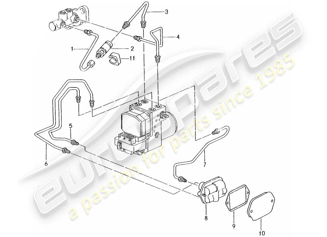porsche 2005 (996) linea freno - estremità anteriore diagramma delle parti