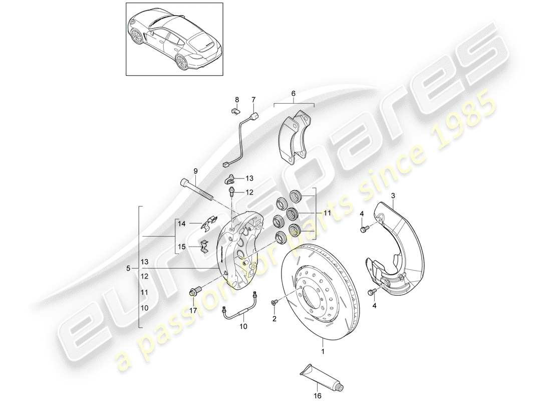 porsche 2011 (panamera 970) schema delle parti freni a disco