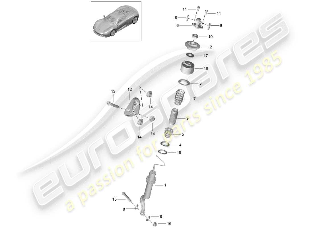 porsche 2015 (918 spyder) schema delle parti sospensione