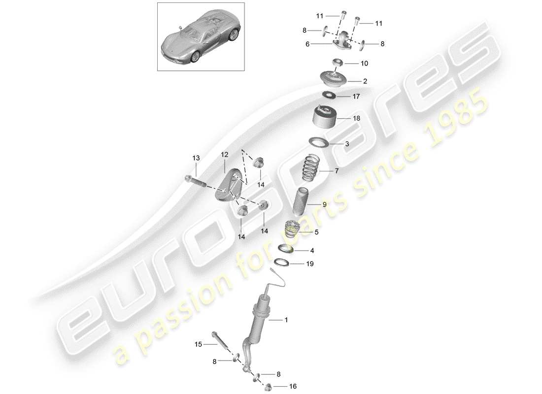 porsche 918 spyder (2015) sospensione diagramma delle parti