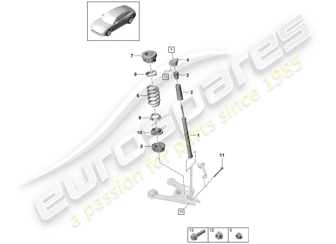 porsche 2019 (panamera 971-1) sospensione diagramma delle parti