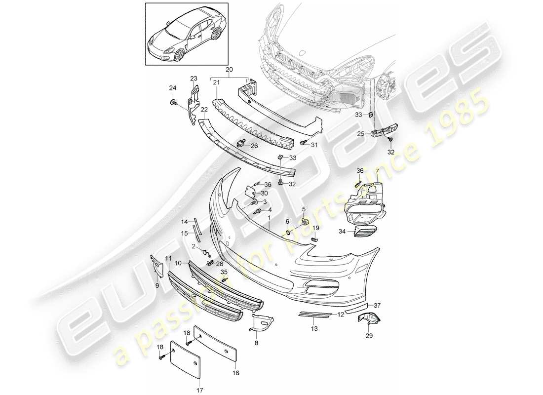 porsche 2016 (panamera 970) paraurti diagramma delle parti