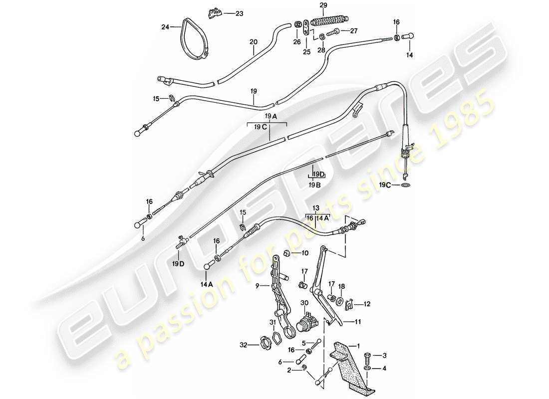 porsche 1984 (928) controllo dell'acceleratore diagramma delle parti