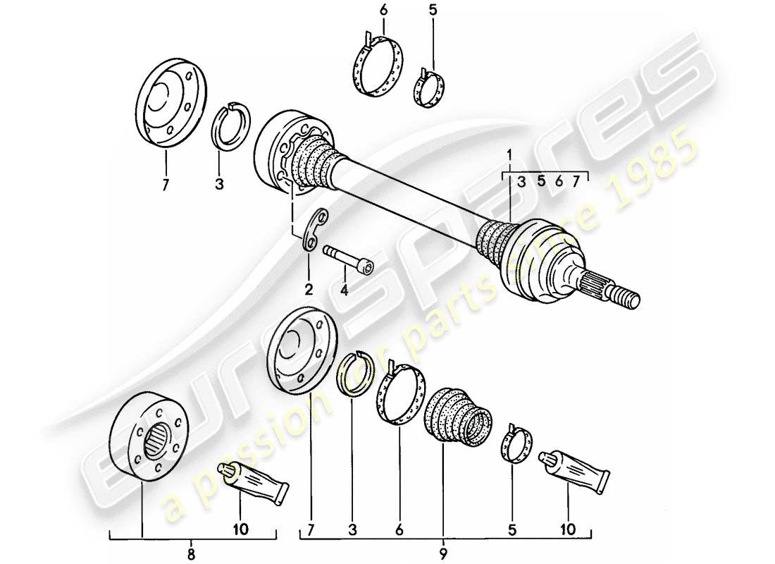 porsche 1985 (928) albero di trasmissione - f 92fs8 41008>> - f 92fs8 40290>> - f 92fs8 49563>> diagramma delle parti