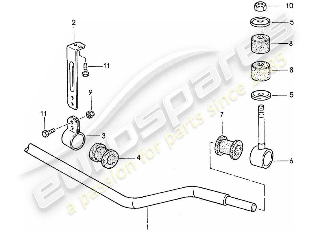 porsche 1991 (944) stabilizzatore diagramma delle parti