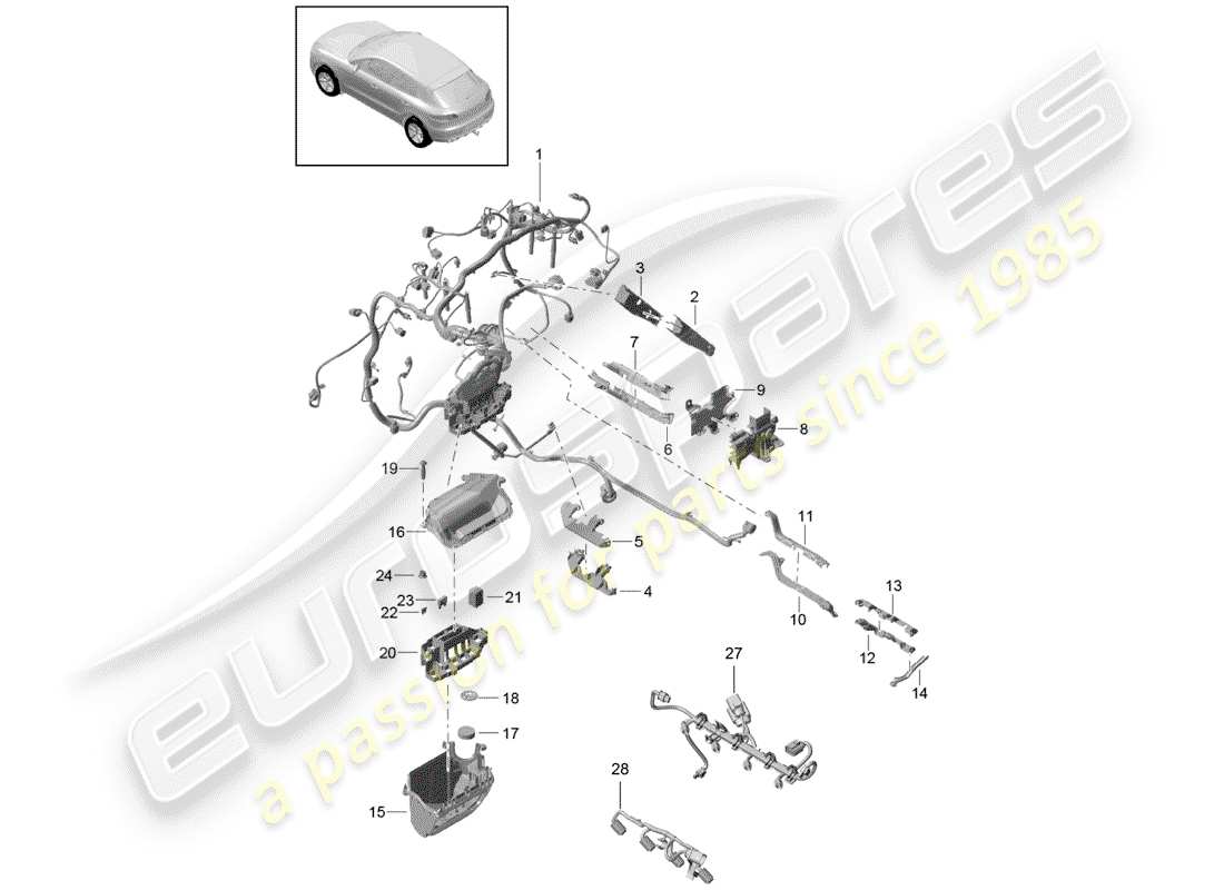 porsche 2017 (macan) imbracatura diagramma delle parti
