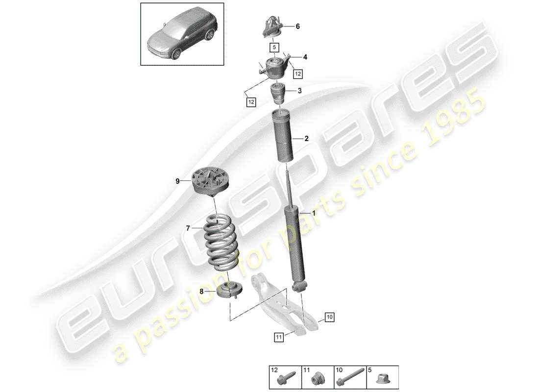 porsche 2020 (cayenne e3 9ya/9yb) ammortizzatore diagramma delle parti