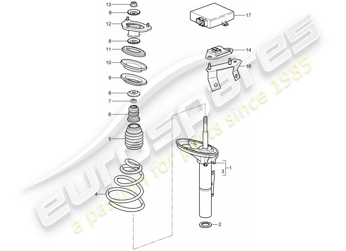 porsche 2008 (997-1 turbo / gt2) sospensione diagramma delle parti
