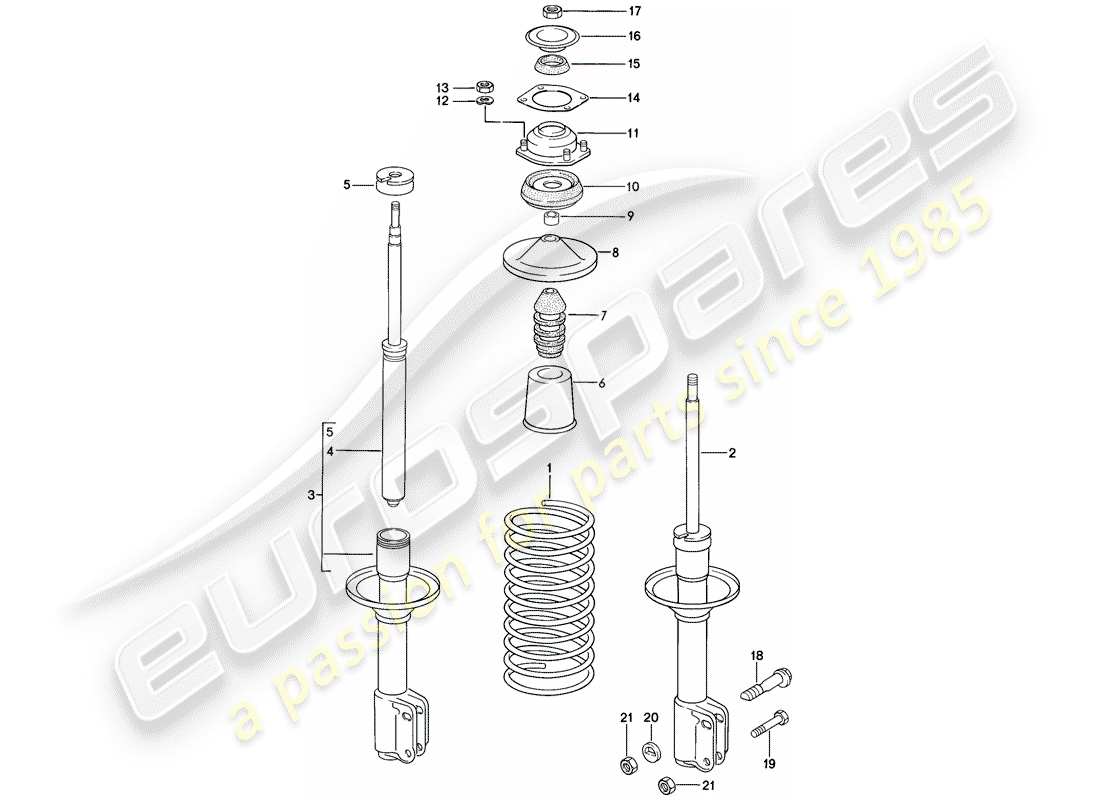 porsche 1988 (944) sospensioni - ammortizzatore diagramma delle parti