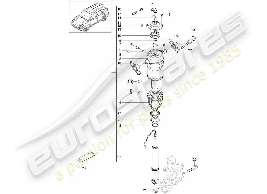 porsche 2016 (cayenne e2 92a) sospensione diagramma delle parti