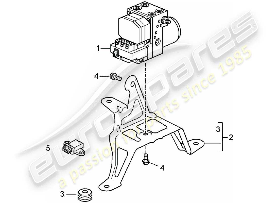 porsche 2003 (996 turbo / gt2) gruppo idraulico - impianto freno antibloccaggio -abs- - schema delle parti control