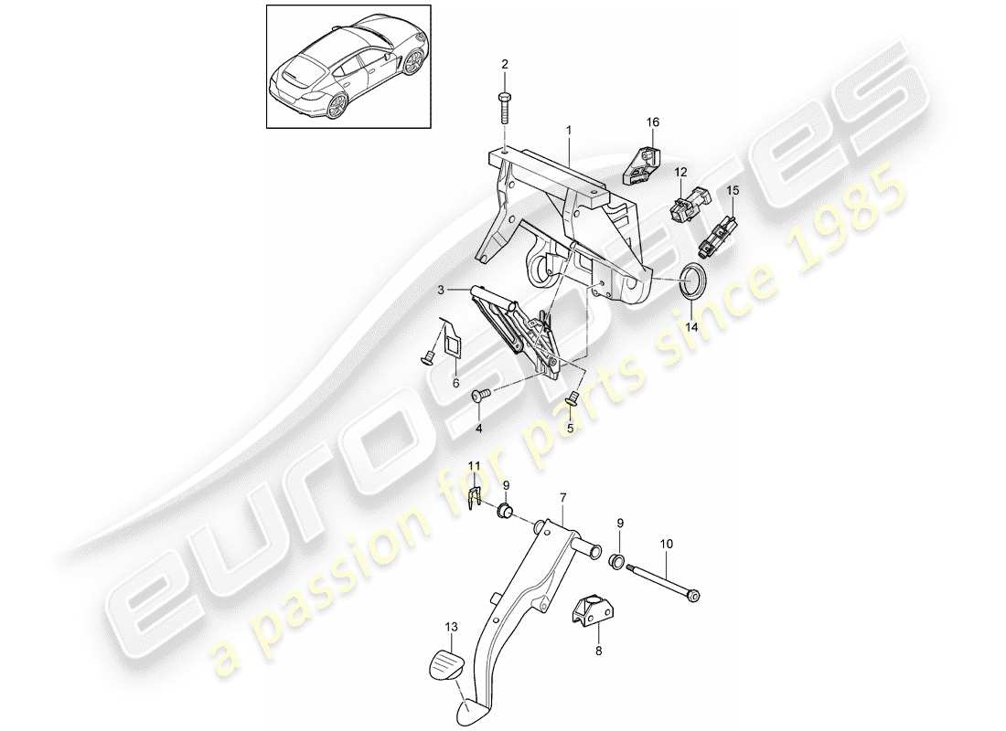 porsche 2010 (panamera 970) pedali diagramma delle parti