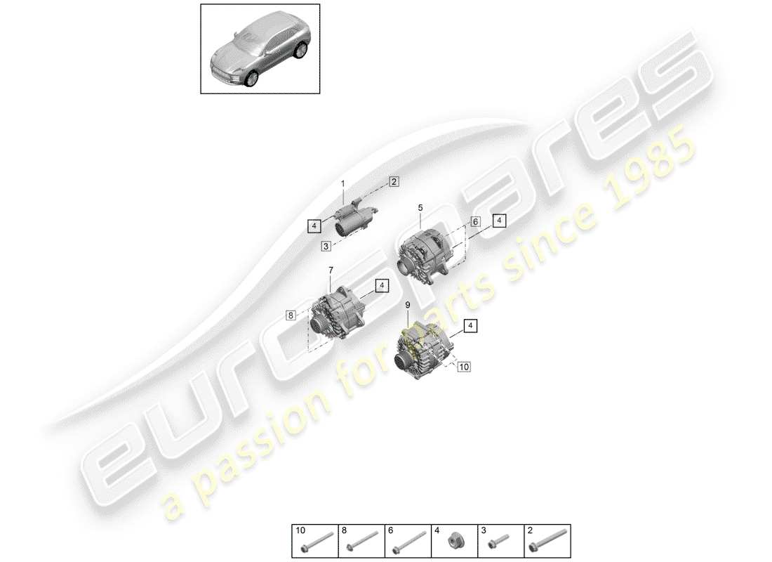 porsche 2019 (macan) antipasto diagramma delle parti