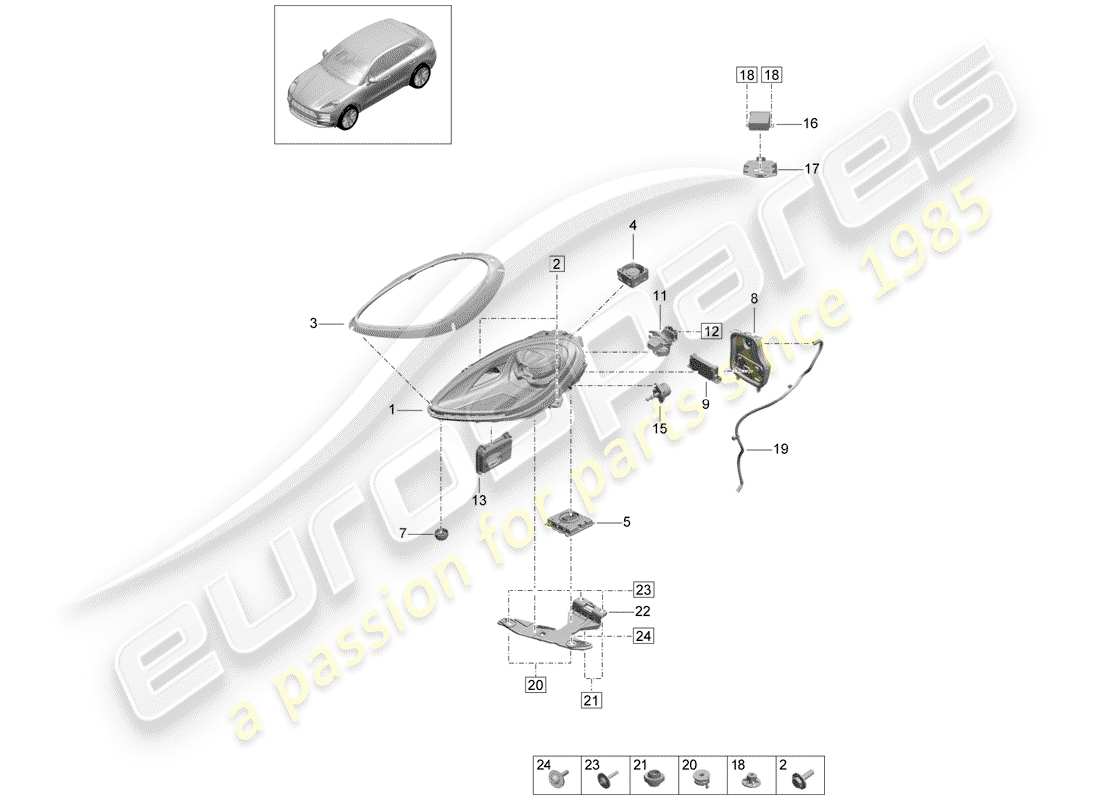 porsche 2019 (macan) faro a led diagramma delle parti