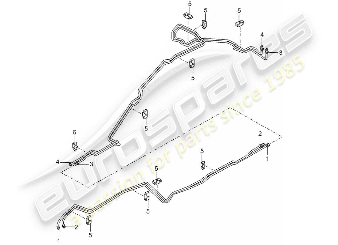 porsche 2005 (cayenne e1 9pa) schema delle parti della linea idraulica