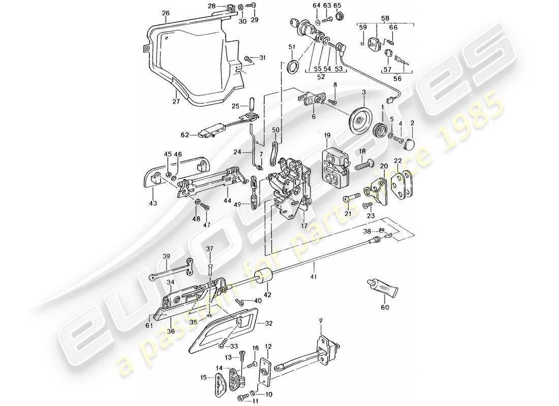 porsche 1990 (928) parti di installazione - per - schema delle parti della porta