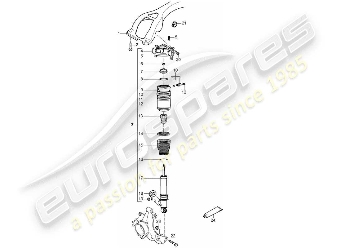 porsche 2008 (cayenne e1 9pa) schema delle parti sospensione