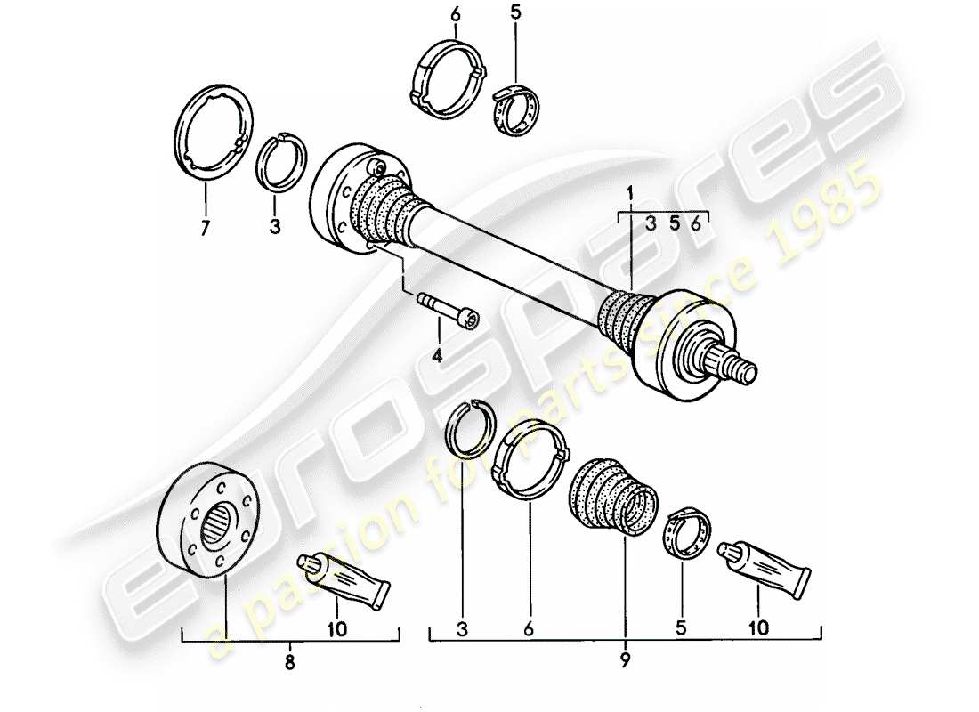 porsche 1985 (928) albero di trasmissione - f >> 92-fs841 007 - f >> 92-fs840 289 - f >> 92-fs849 562 diagramma delle parti
