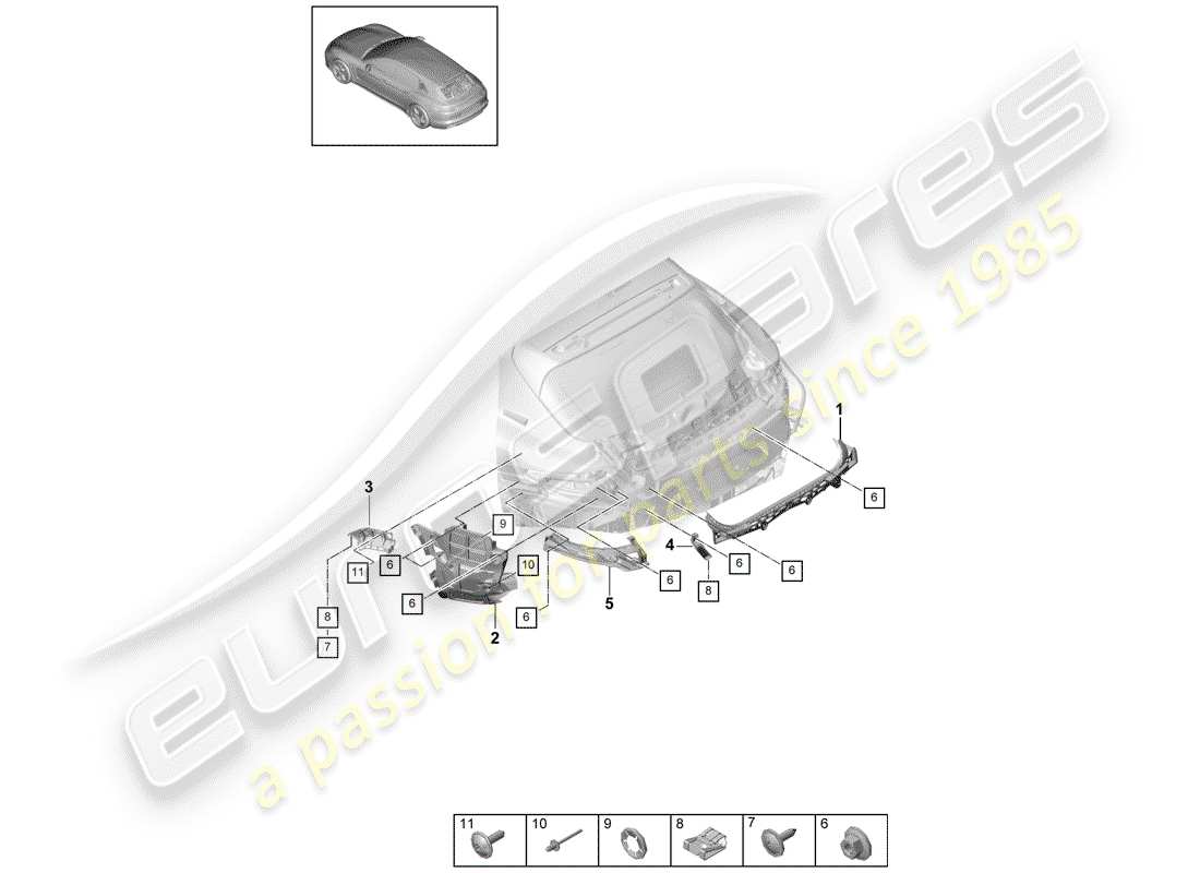 porsche 2017 (panamera 971-1) fissaggi diagramma delle parti