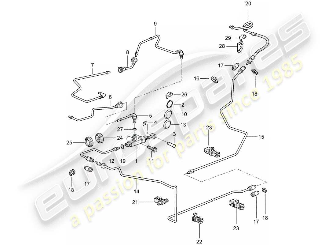 porsche 2007 (987 cayman) frizione idraulica diagramma delle parti