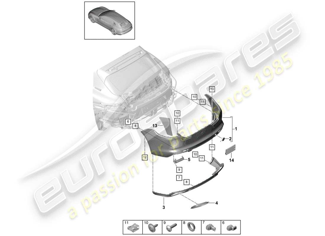 porsche 2019 (panamera 971-1) paraurti diagramma delle parti