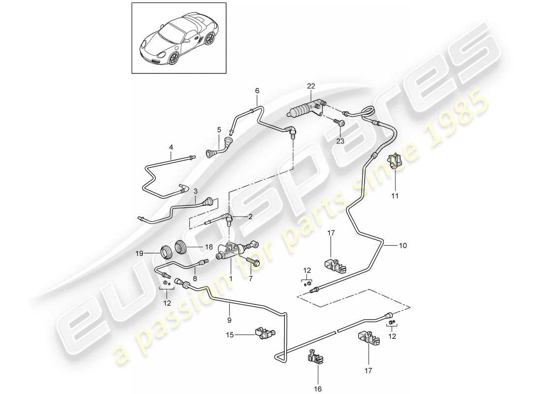 porsche 2012 (987 boxster) frizione idraulica diagramma delle parti
