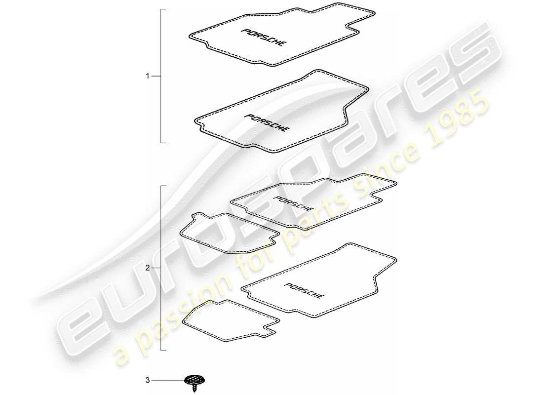 porsche 2011 (tequipment) tappetini diagramma delle parti