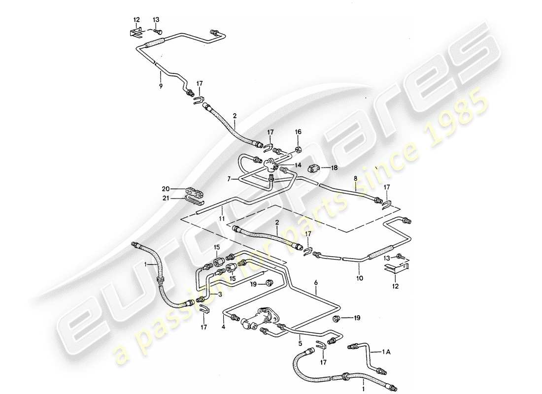 porsche 1986 (944) linee dei freni diagramma delle parti