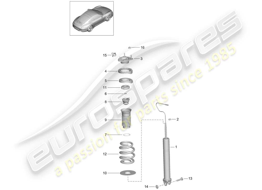 porsche 2013 (991-1) ammortizzatore diagramma delle parti