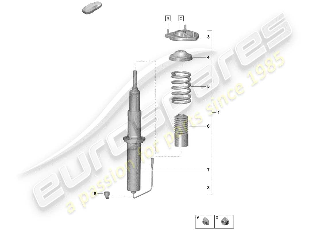 porsche 2019 (718 boxster spyder) schema delle parti ammortizzatore