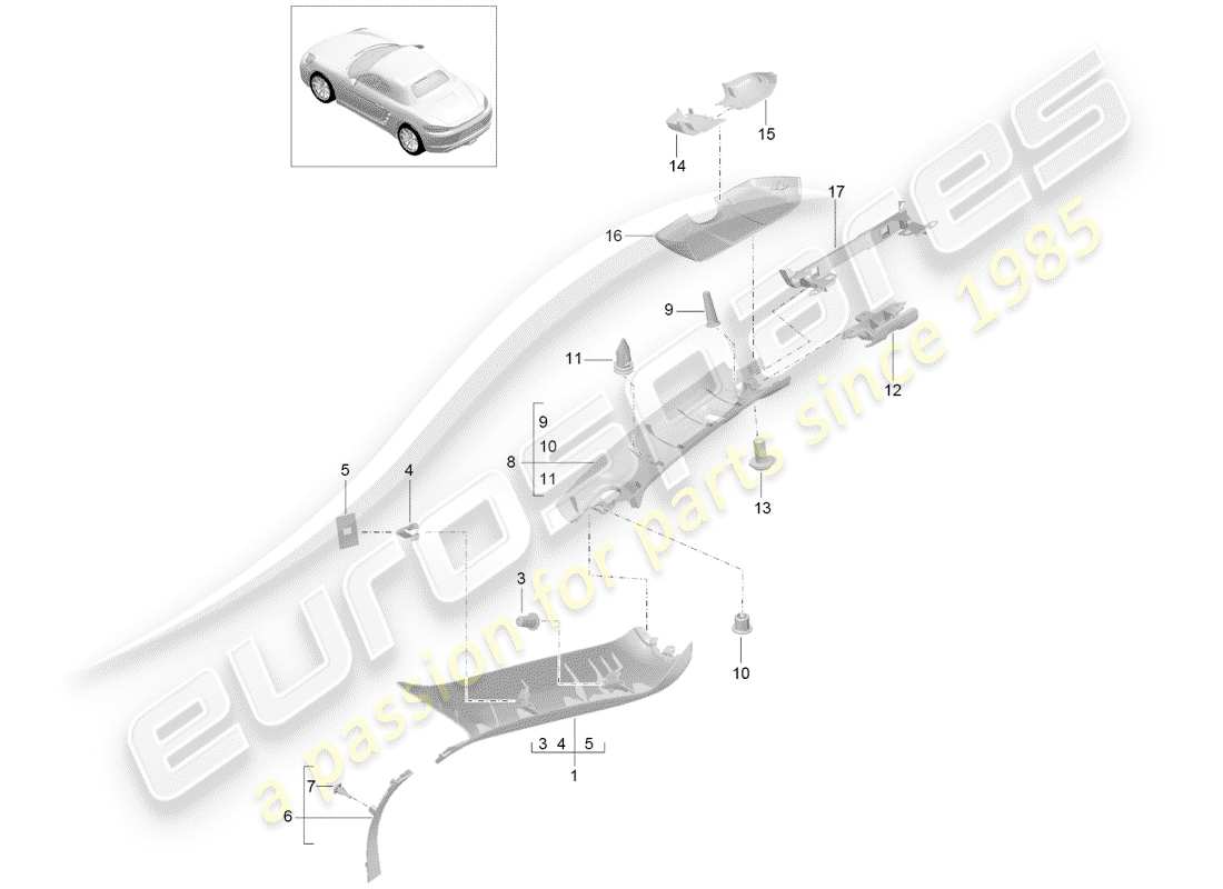 porsche 2017 (718 boxster) un pilastro diagramma delle parti