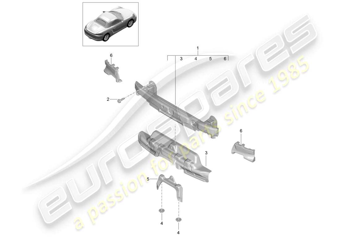 porsche 2020 (718 boxster) supporto paraurti posteriore gts 4.0 diagramma delle parti
