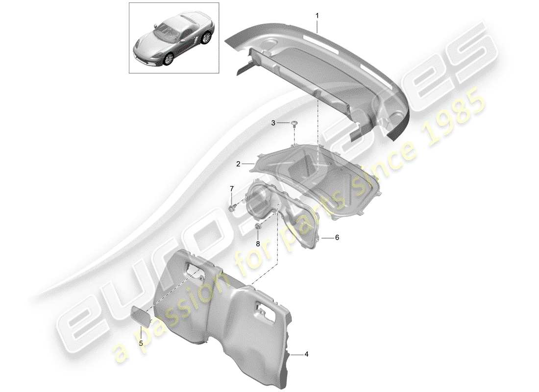 porsche 2020 (718 boxster) finiture diagramma delle parti