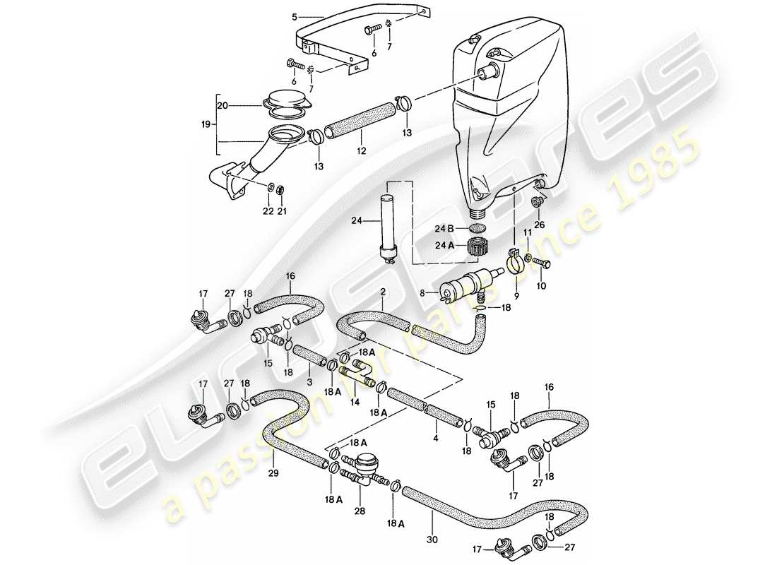 porsche 1986 (928) impianto rondella diagramma delle parti