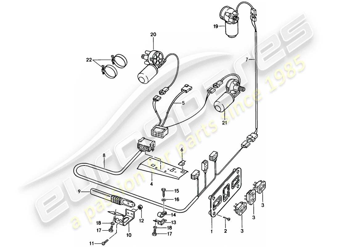 porsche 1986 (928) sedile anteriore - impianto elettrico - d >> - mj 1984 schema delle parti