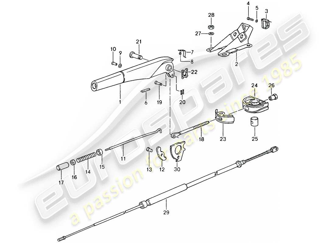porsche 1998 (993) freno a mano - attuatore diagramma delle parti