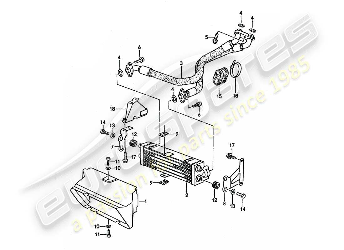 porsche 1994 (968) schema delle parti del raffreddamento dell'olio