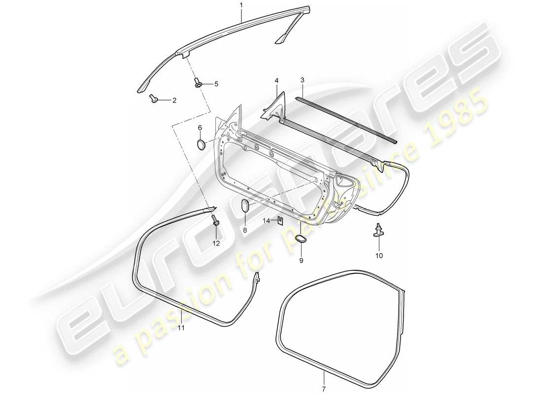 porsche 2009 997-2 turbo / gt2 diagramma delle parti guarnizione porta