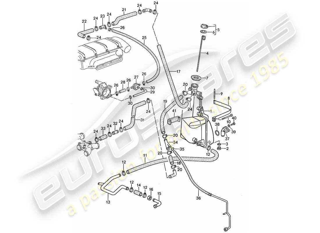 porsche 1987 (959) lubrificazione motore - serbatoio olio diagramma delle parti