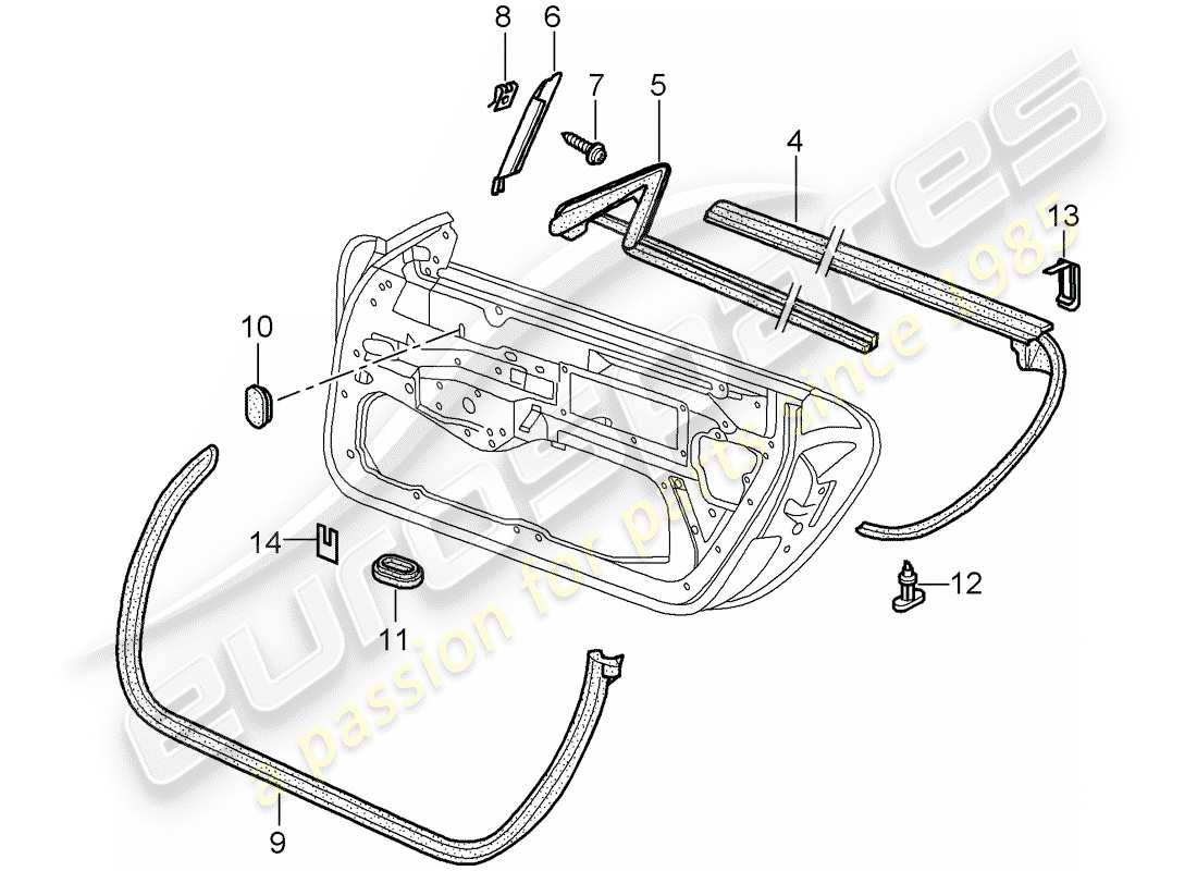 porsche 2002 (996 gt3) guarnizione della porta diagramma delle parti