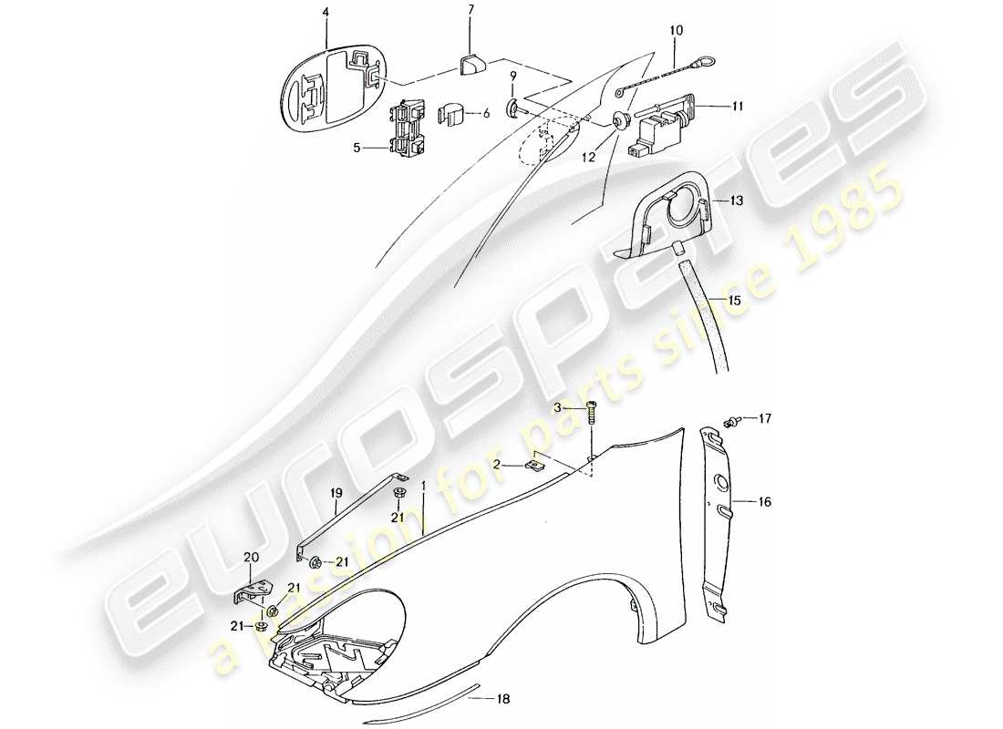 porsche 2002 (996 gt3) parafango diagramma delle parti